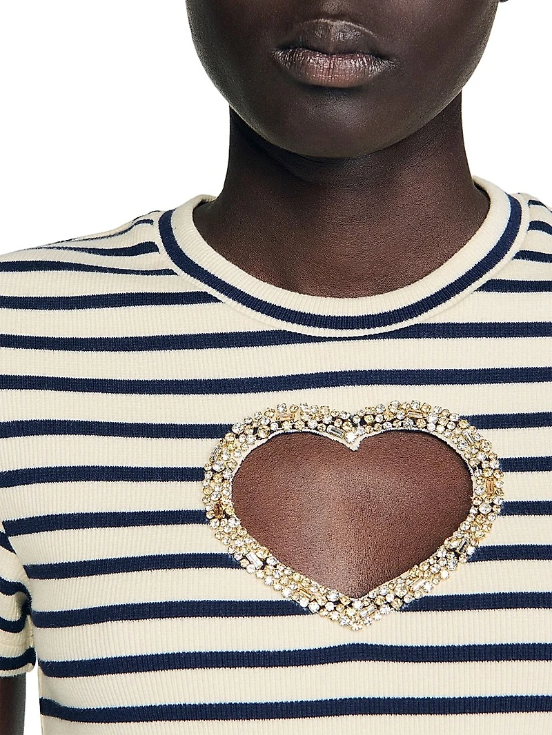 Rhinestone Heart T Shirt