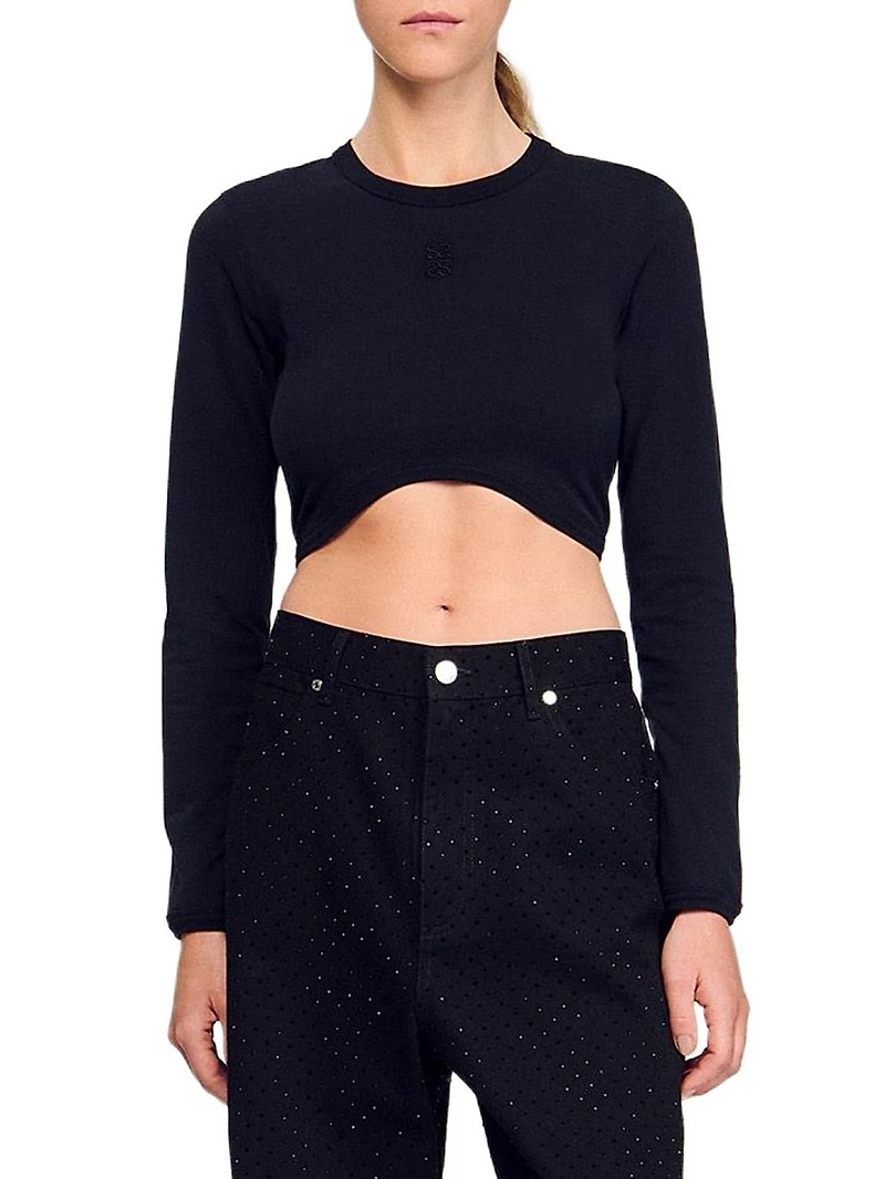Cropped Embroidered T-Shirt