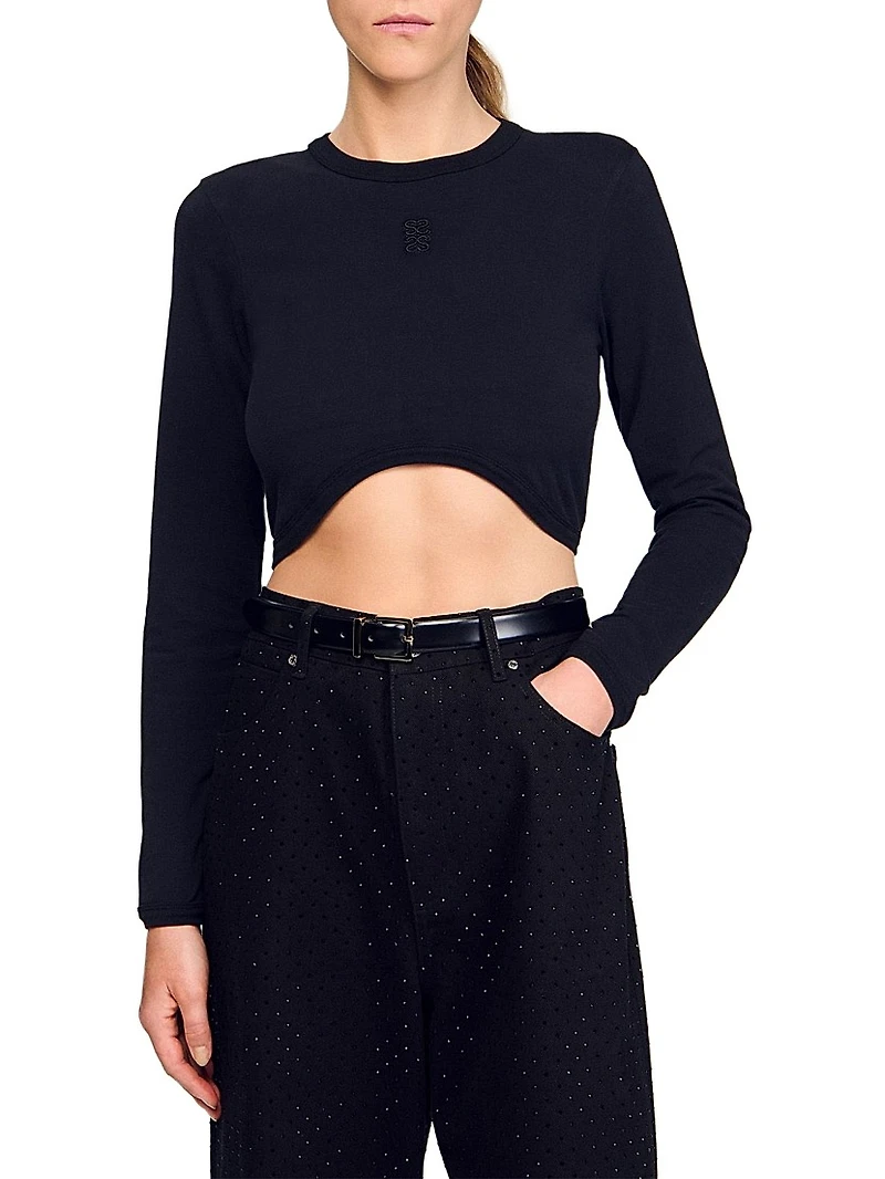 Cropped Embroidered T-Shirt