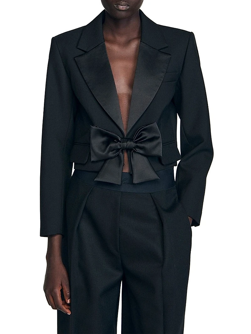 Short Satin Bow Jacket