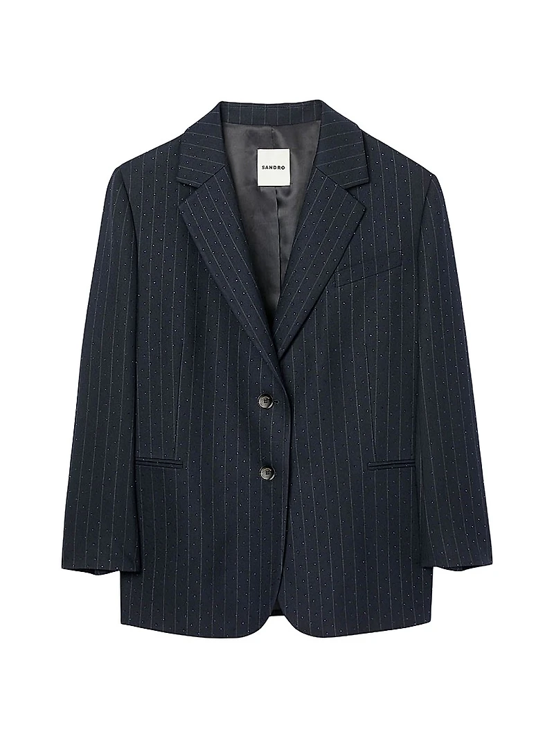 Striped Rhinestone Suit Jacket