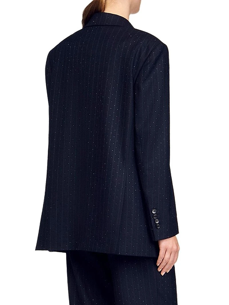 Striped Rhinestone Suit Jacket
