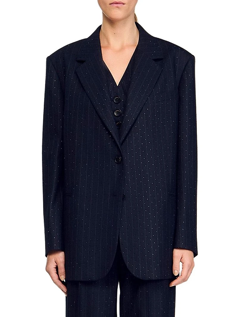 Striped Rhinestone Suit Jacket