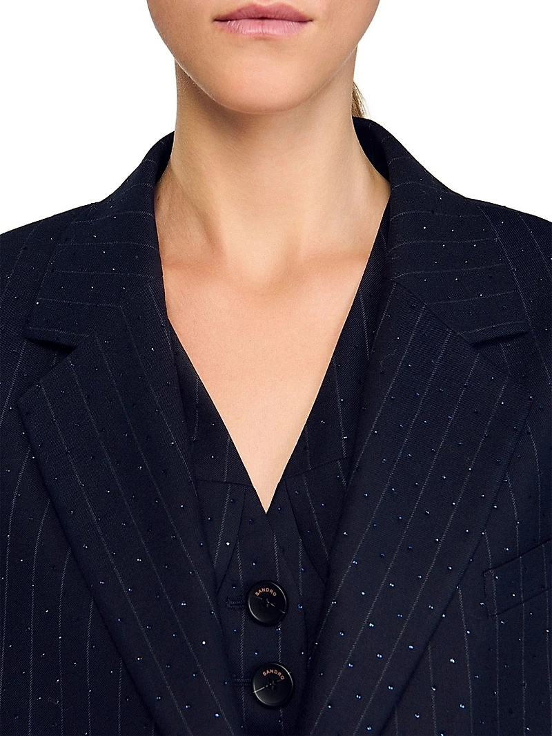 Striped Rhinestone Suit Jacket