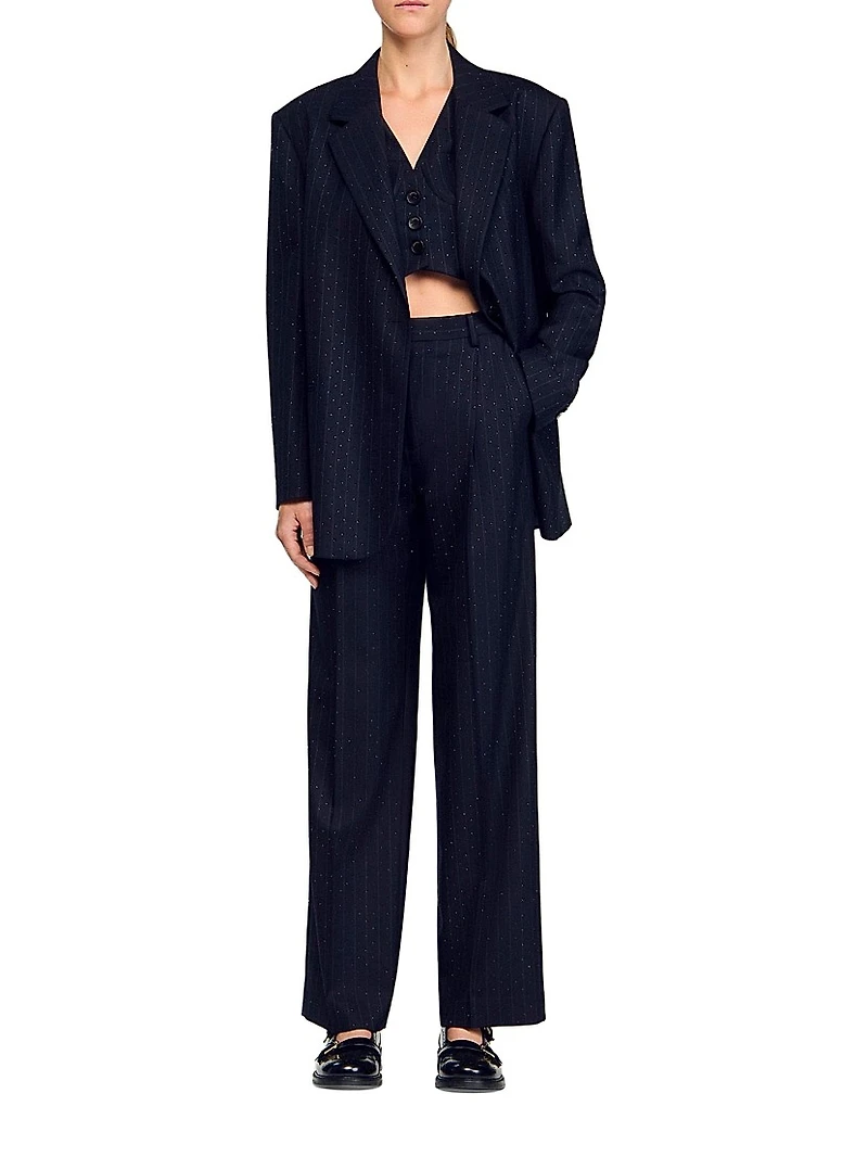 Striped Rhinestone Suit Jacket