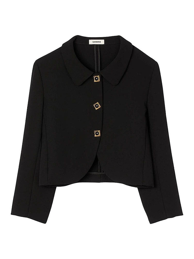 Cropped Jacket with Jewel Buttons