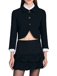 Cropped Jacket with Jewel Buttons