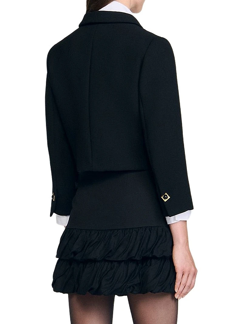 Cropped Jacket with Jewel Buttons