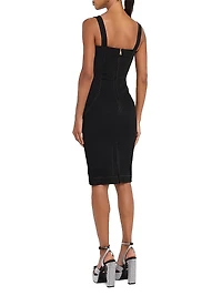 Denim Buckle-Strap Knee-Length Dress