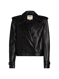 Xoey Cropped Leather Trench Jacket