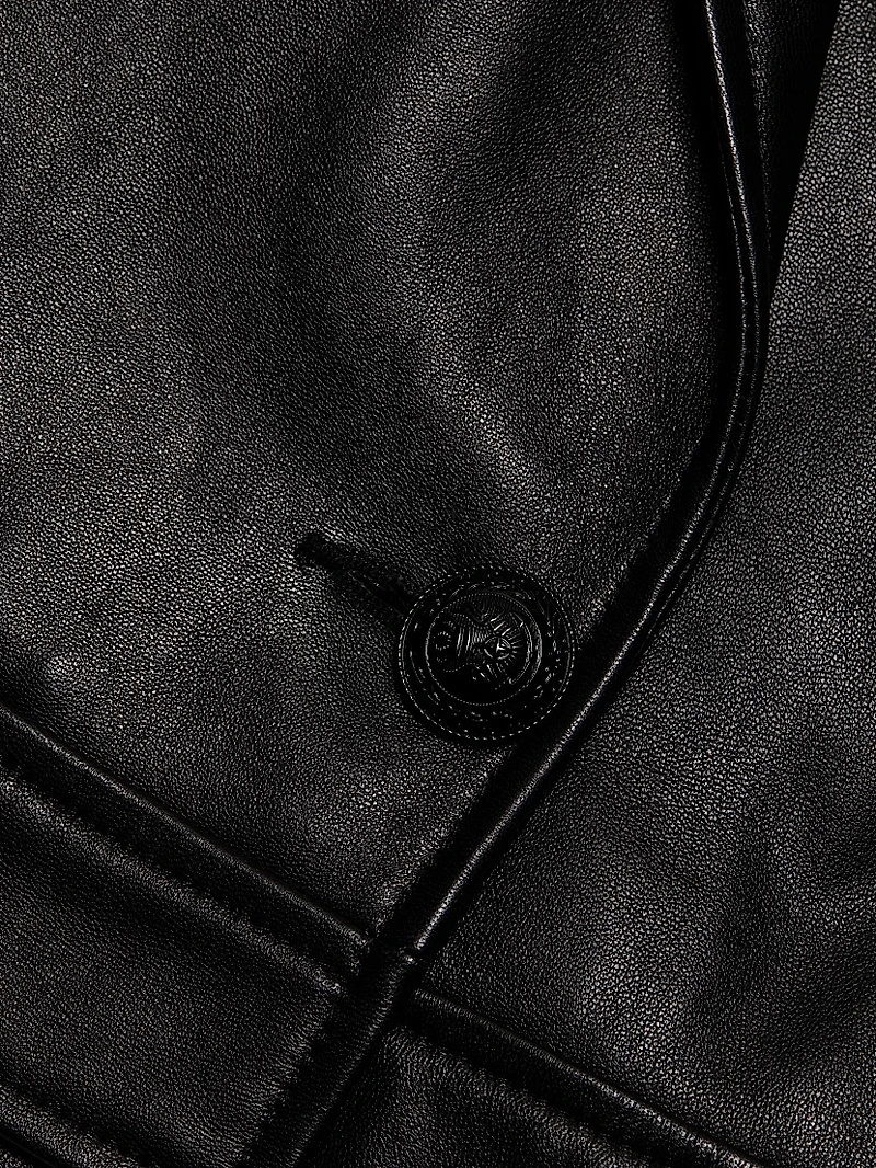 Xoey Cropped Leather Trench Jacket