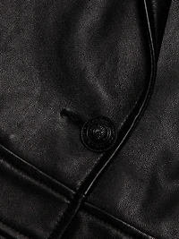 Xoey Cropped Leather Trench Jacket
