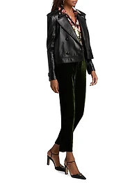 Xoey Cropped Leather Trench Jacket