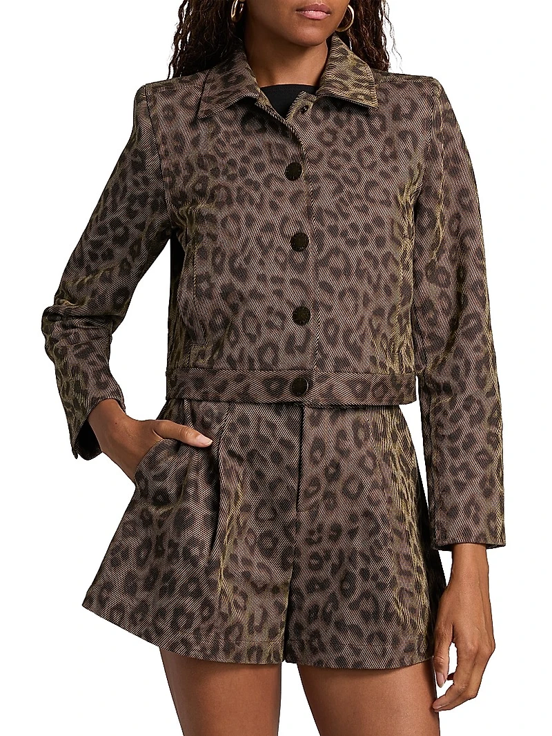 Marla Leopard Print Cropped Jacket