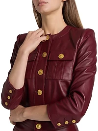 Deidra Collarless Leather Crop Jacket