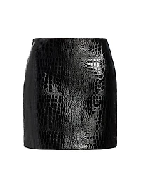 Gerard Croc-Embossed Faux Leather Miniskirt