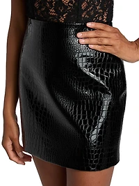 Gerard Croc-Embossed Faux Leather Miniskirt