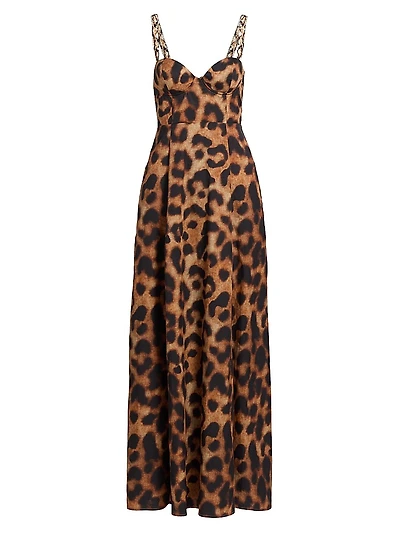 Sutton Leopard Bustier Gown