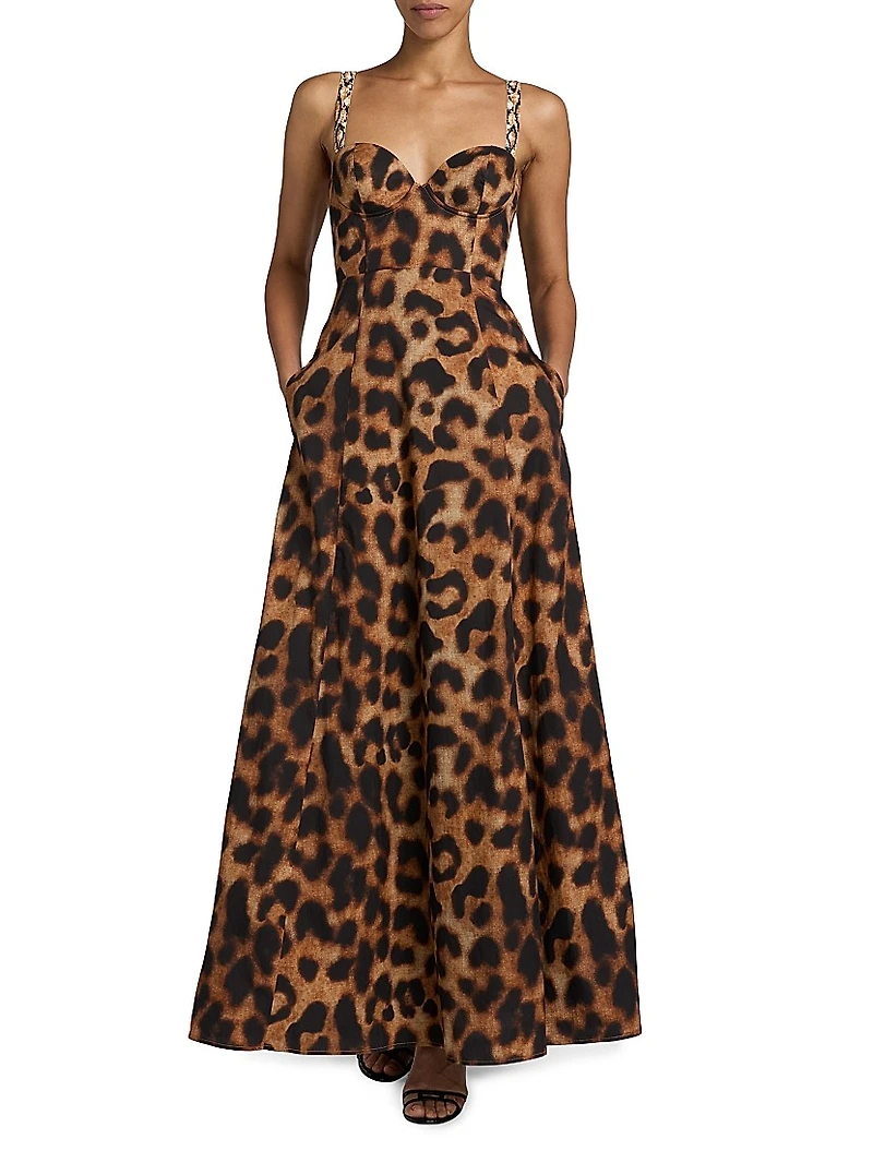 Sutton Leopard Bustier Gown