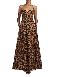Sutton Leopard Bustier Gown