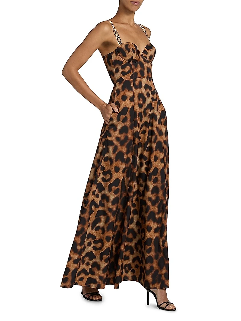 Sutton Leopard Bustier Gown