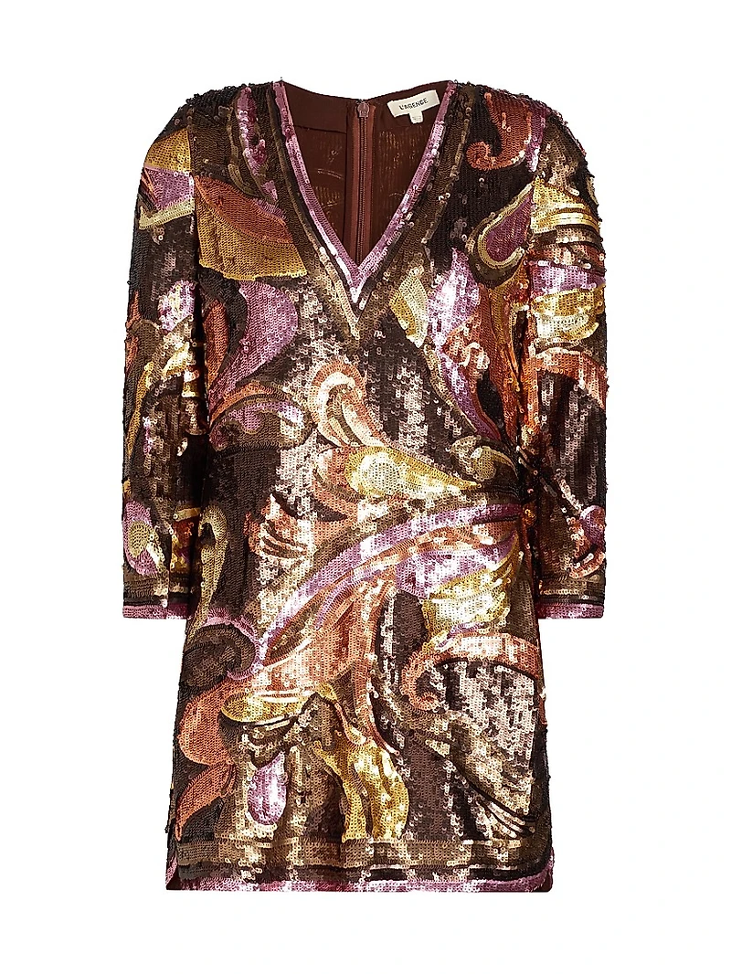 Octavia Sequined V-Neck Shift Minidress