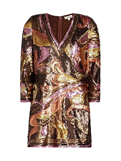 Octavia Sequined V-Neck Shift Minidress