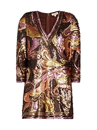 Octavia Sequined V-Neck Shift Minidress