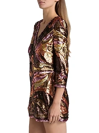 Octavia Sequined V-Neck Shift Minidress