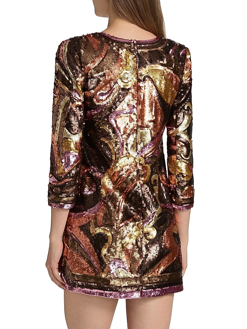 Octavia Sequined V-Neck Shift Minidress