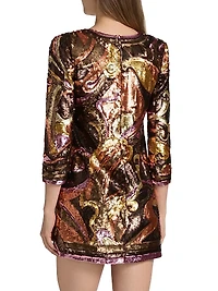 Octavia Sequined V-Neck Shift Minidress