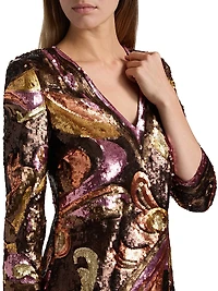 Octavia Sequined V-Neck Shift Minidress