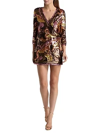 Octavia Sequined V-Neck Shift Minidress