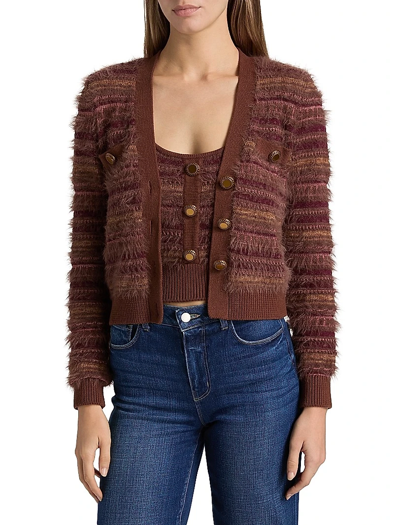 Ariadne Striped V-Neck Cardigan
