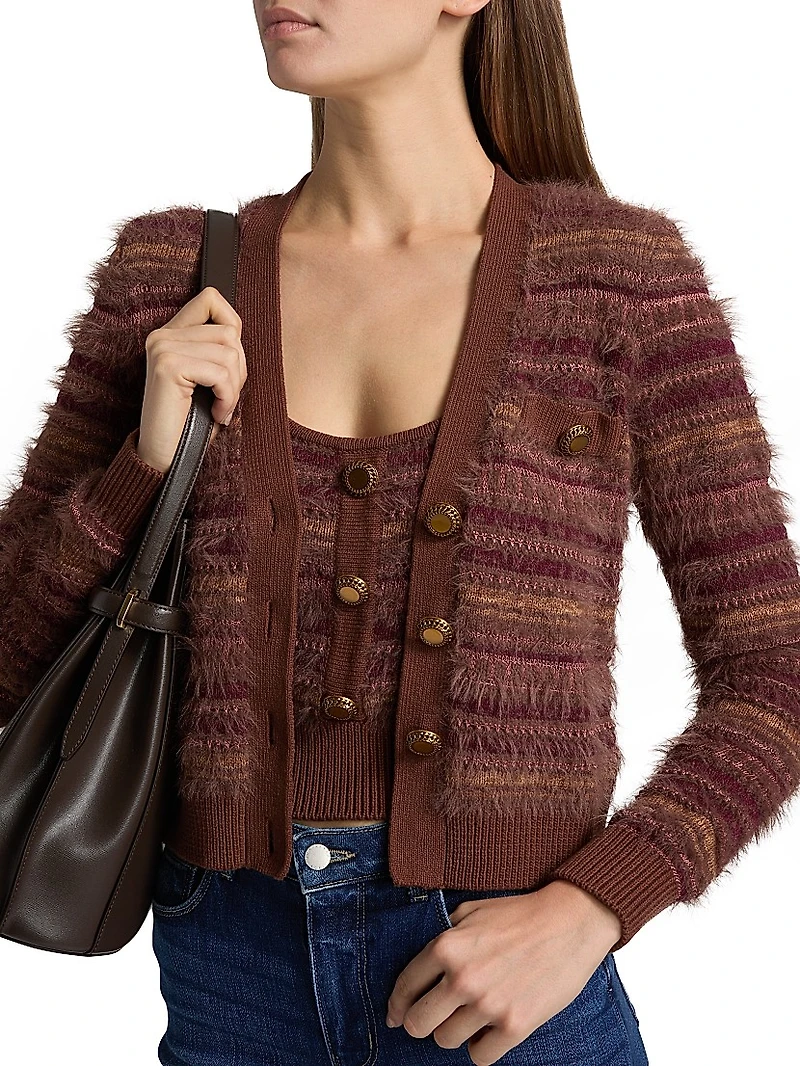 Ariadne Striped V-Neck Cardigan