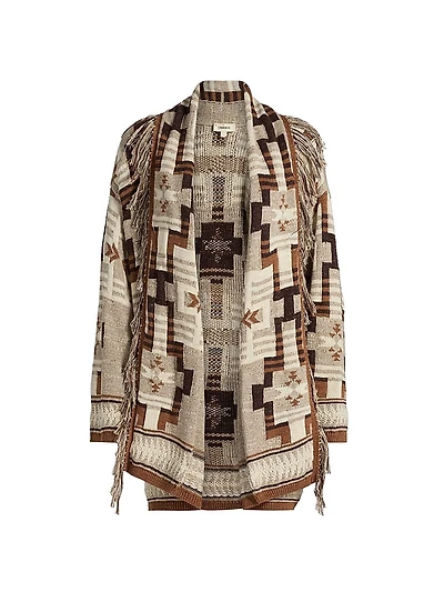 Jair Jacquard Fringe Cardigan