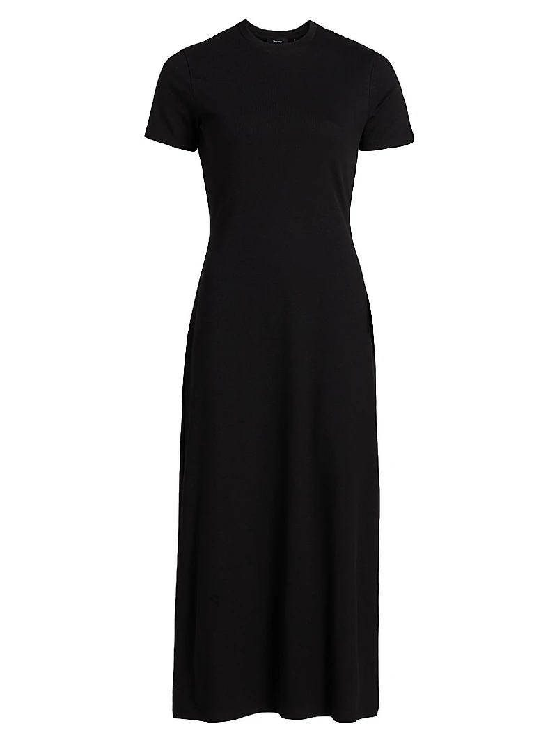 Effortless Stretch-Cotton Midi-Dress