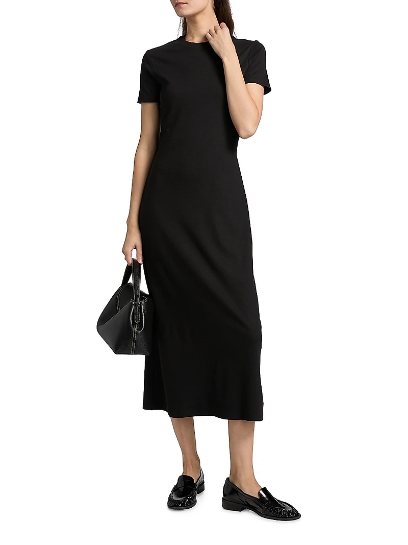 Effortless Stretch-Cotton Midi-Dress
