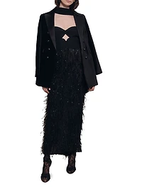 Candelaria Sequined & Feather Maxi Dress