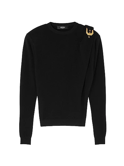Buckle-Shoulder Wool Sweater