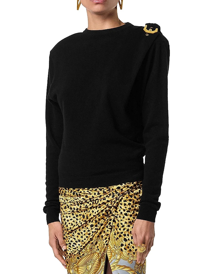 Buckle-Shoulder Wool Sweater