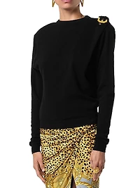 Buckle-Shoulder Wool Sweater