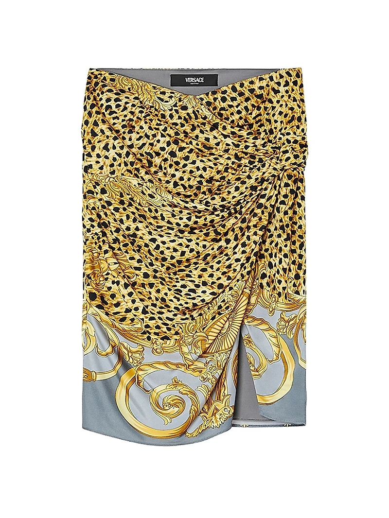 Cheetah Foulard Draped Skirt