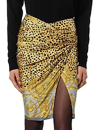 Cheetah Foulard Draped Skirt