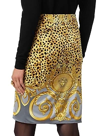 Cheetah Foulard Draped Skirt