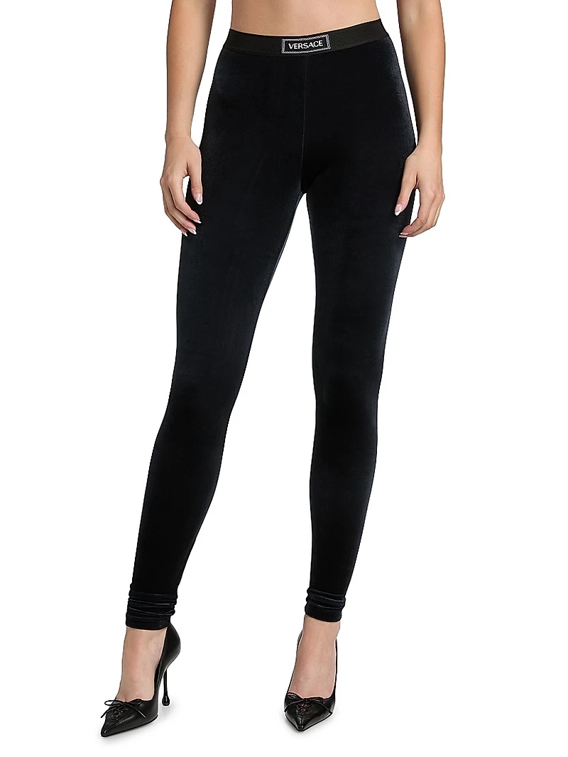 90s Logo Stretch Velvet Leggings