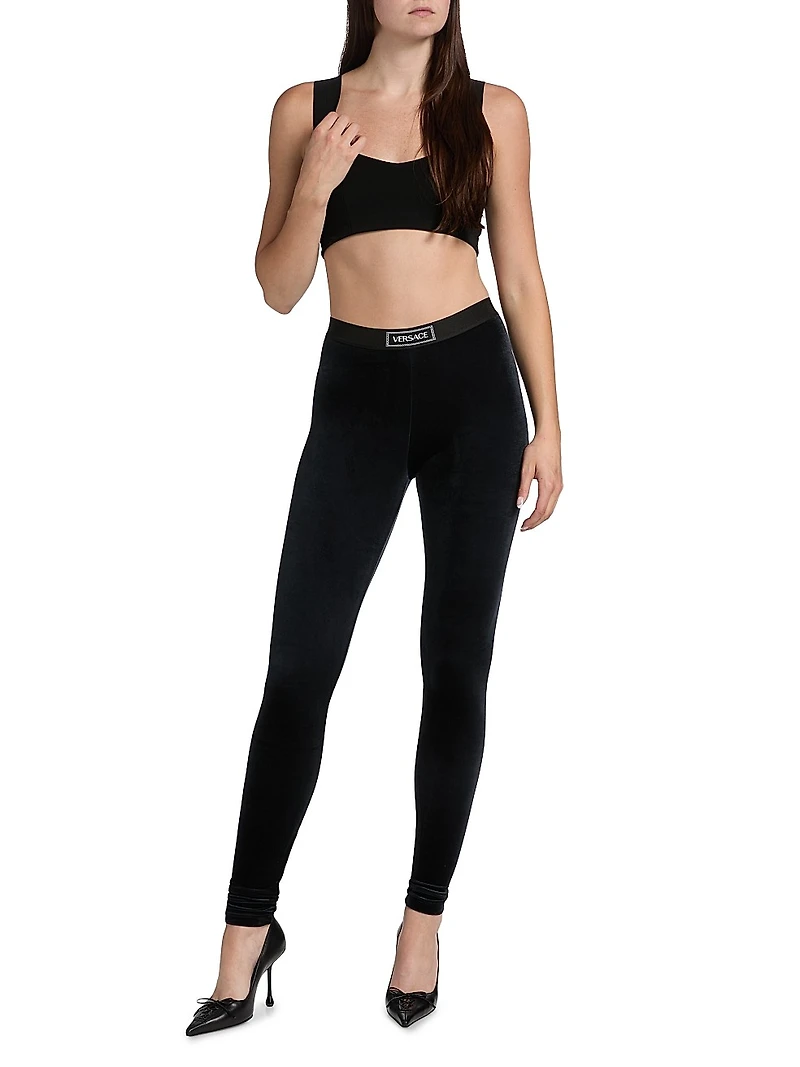 90s Logo Stretch Velvet Leggings
