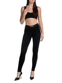 90s Logo Stretch Velvet Leggings