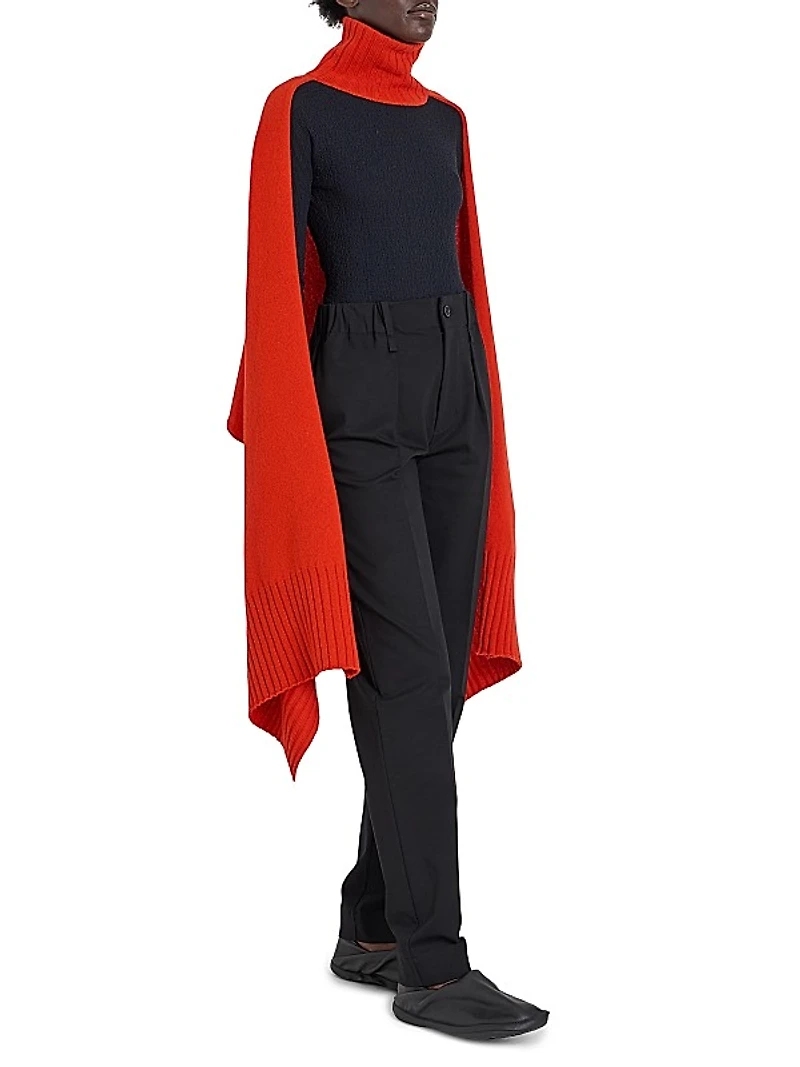 Crooked Wool Poncho Sweater