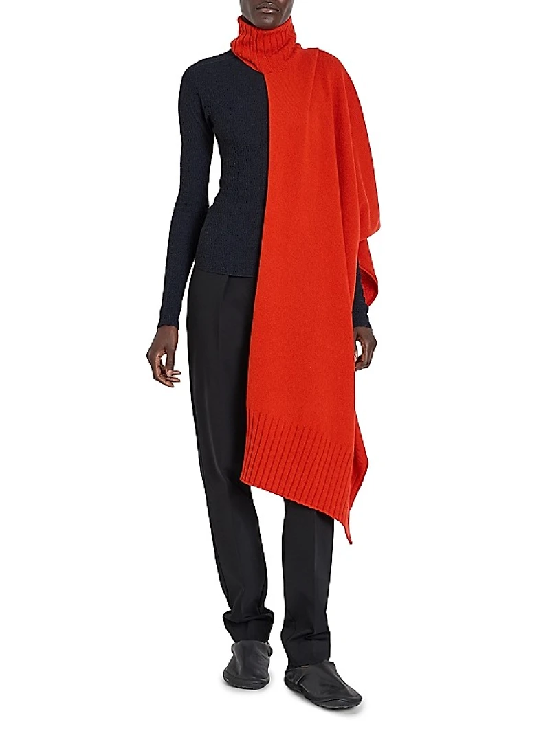 Crooked Wool Poncho Sweater